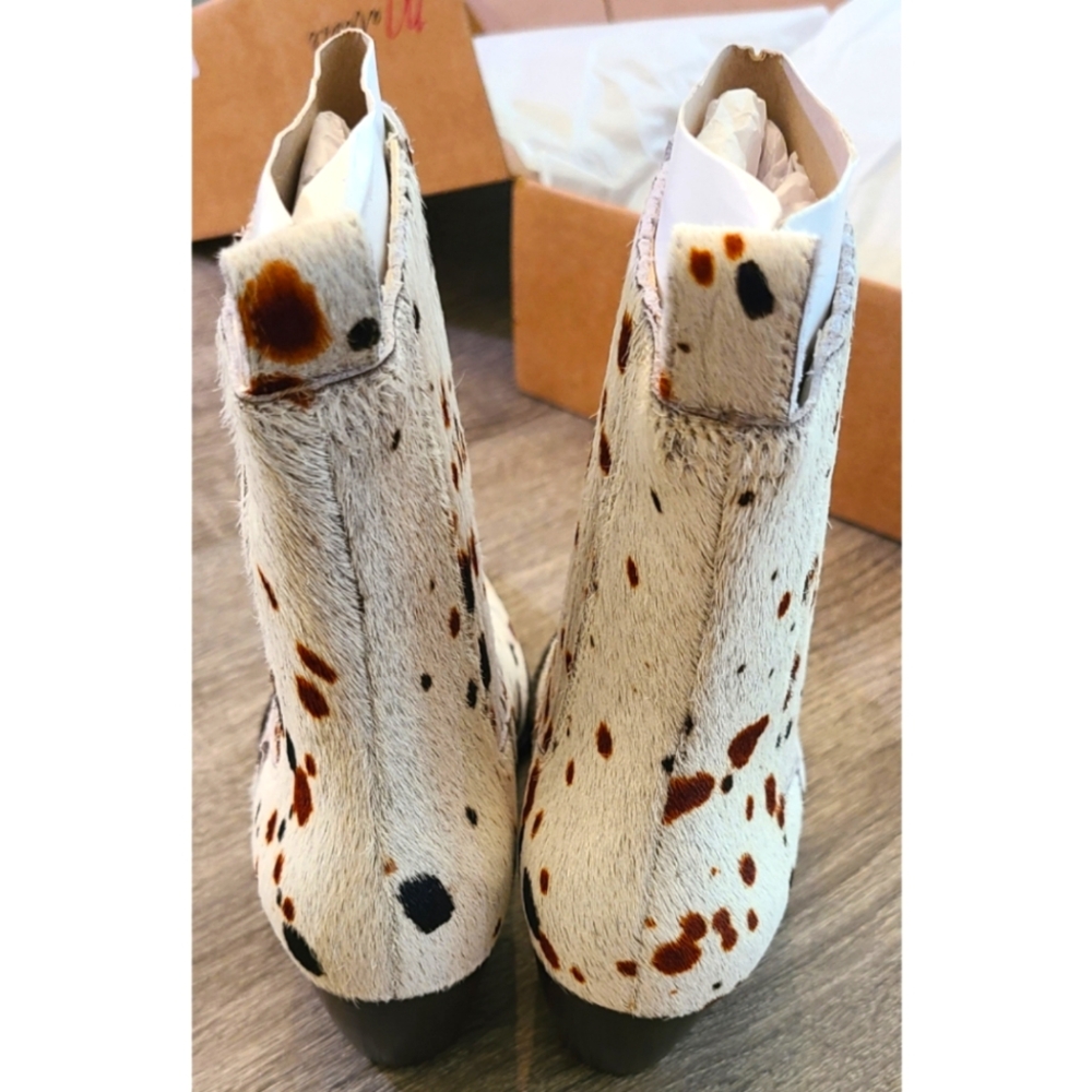 New Matisse Collins White Speckle Calf Hair Leather Boot 7.5 Western Boho Cowboy - Picture 6 of 15